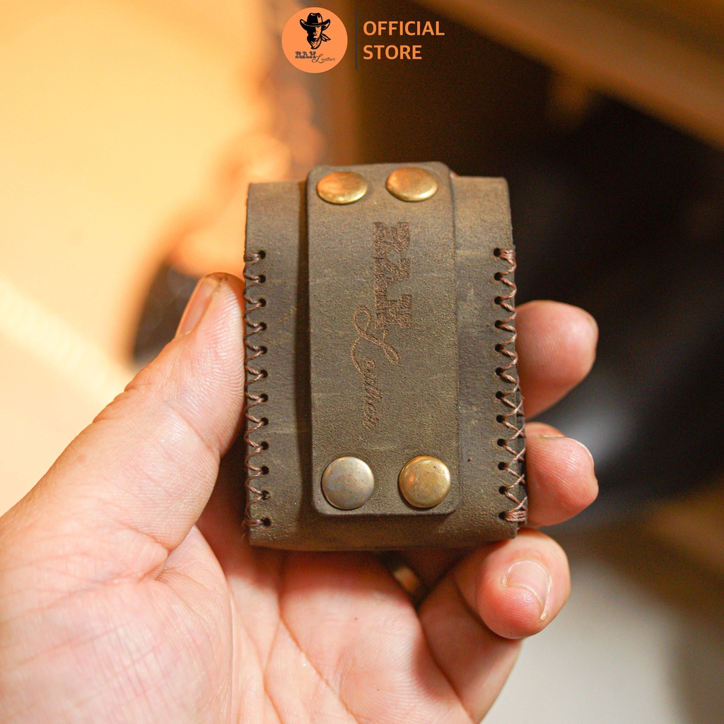 Bao da Siêu bền Zippo Da bò thật Màu Nâu Đất - RAM Leather