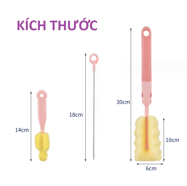 BỘ 3 MÓN CỌ RỬA BÌNH SỮA MINKBABY