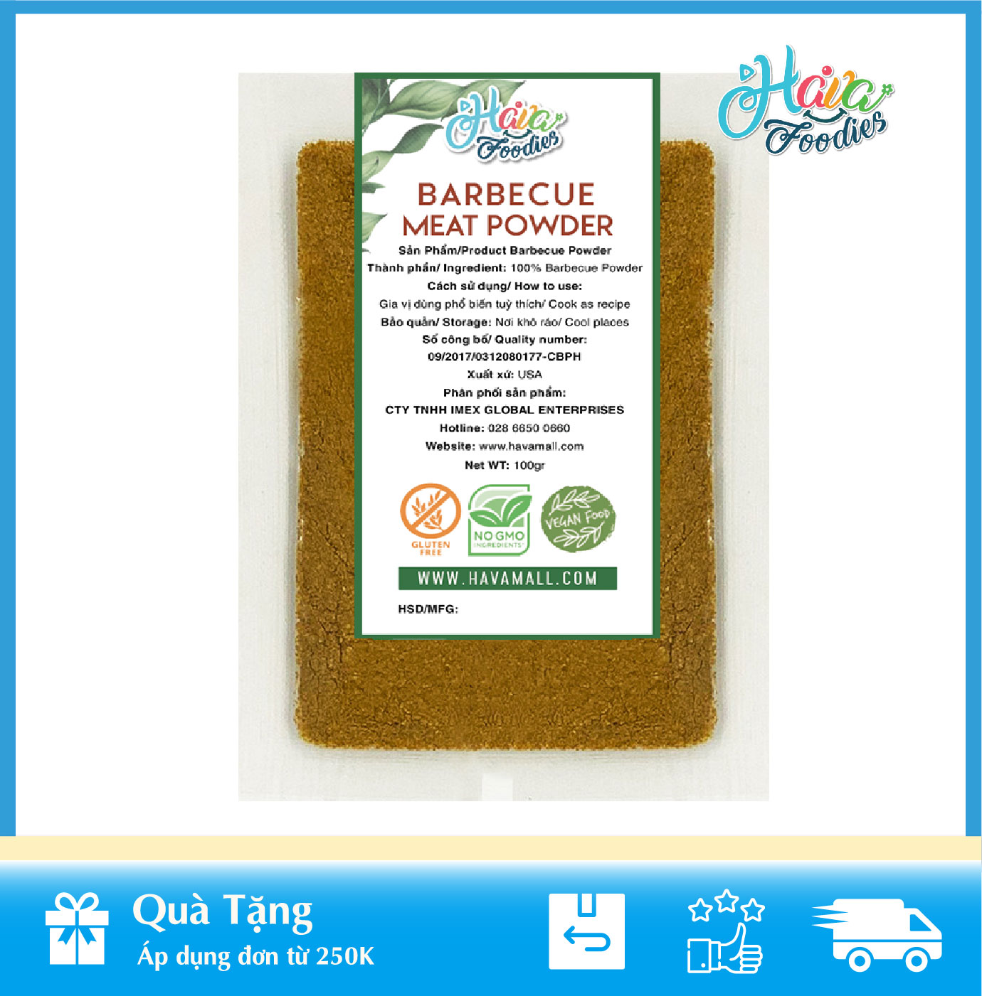 DATE MỚI NHẤT  Bột Gia Vị Ướp Thịt Nướng Thương Hiệu Hava Foodies Gói