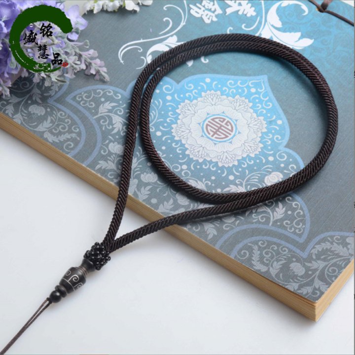 Dây dù 5ly - Vòng cổ dây dù - dây chuyền dây dù - dây dù đeo cổ - Handmade Màu tím Gỗ mun Dát Bạc