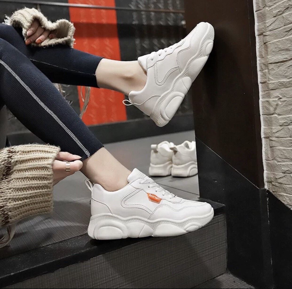 [Hoàn tiền 15%]XẢ HÀNG_TT2-Giày thể thao nữ đế gấu độn đế 4cm