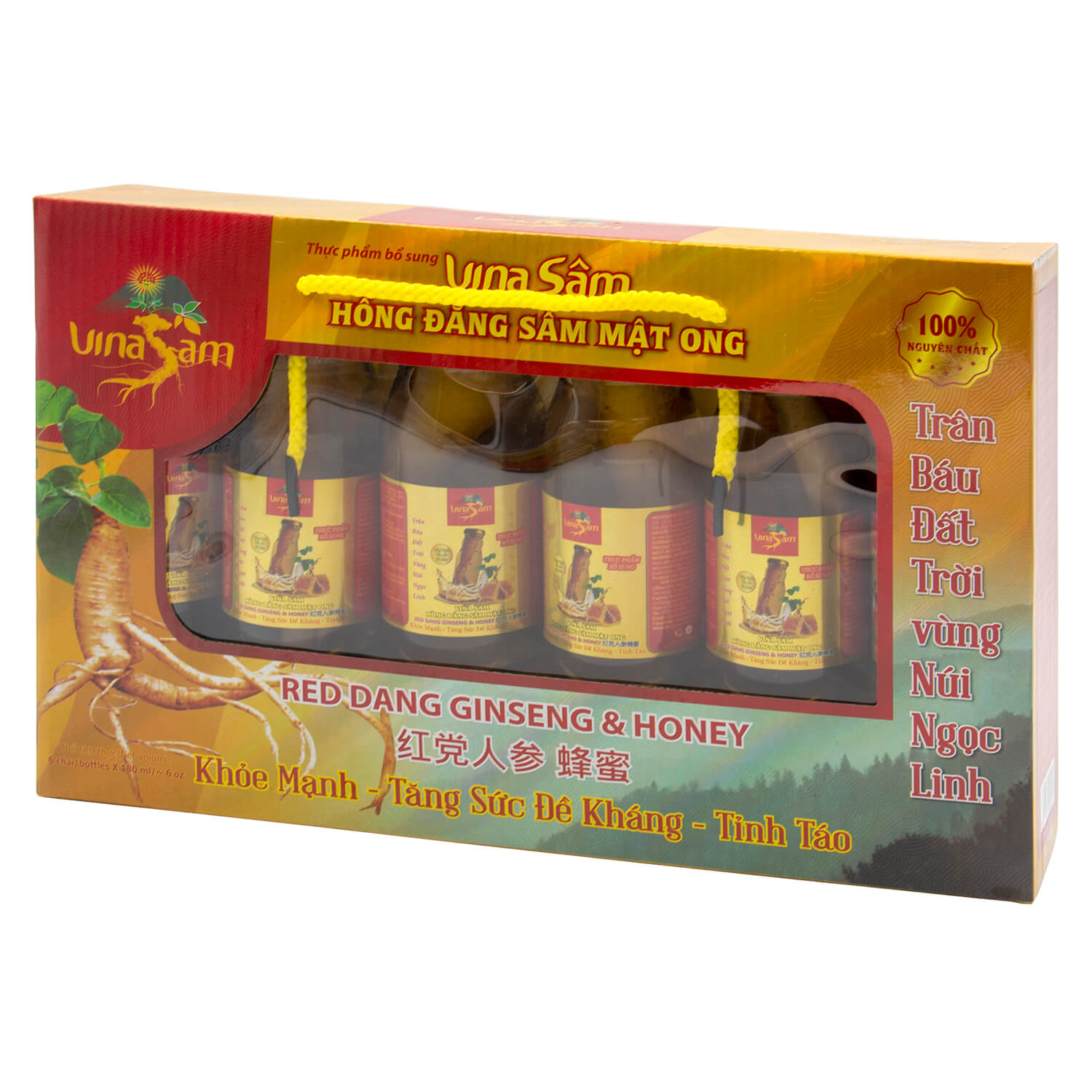 Hộp 6 chai Hồng Đẳng Sâm Mật Ong Vina Sâm 180ml