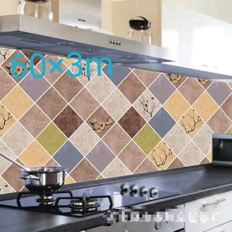 Giấy dán tường bếp hoa văn chống thấm dầu mỡ loại 3m