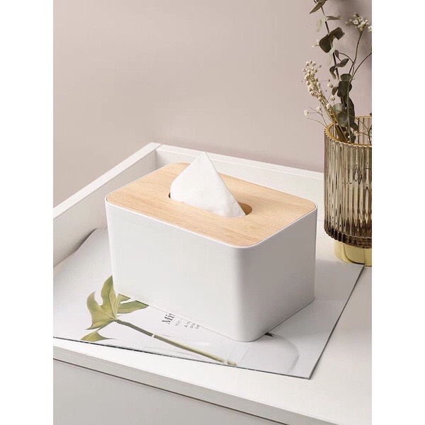 Hộp Đựng Giấy Nắp Tre Cao Cấp