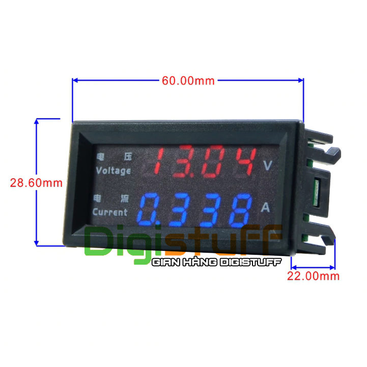 Vôn kế / Ampe kế / Đồng hồ đo mini đo điện DC 50A 10A