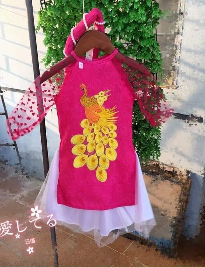 SÉT ÁO DÀI CÁCH TÂN HÌNH CÔNG THÊU CHO BÉ GÁI
