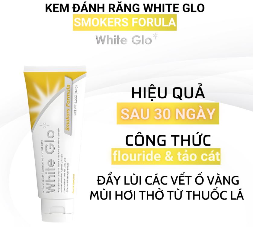 Kem Đánh Răng Dành Cho Người Hút Thuốc white glo 150g