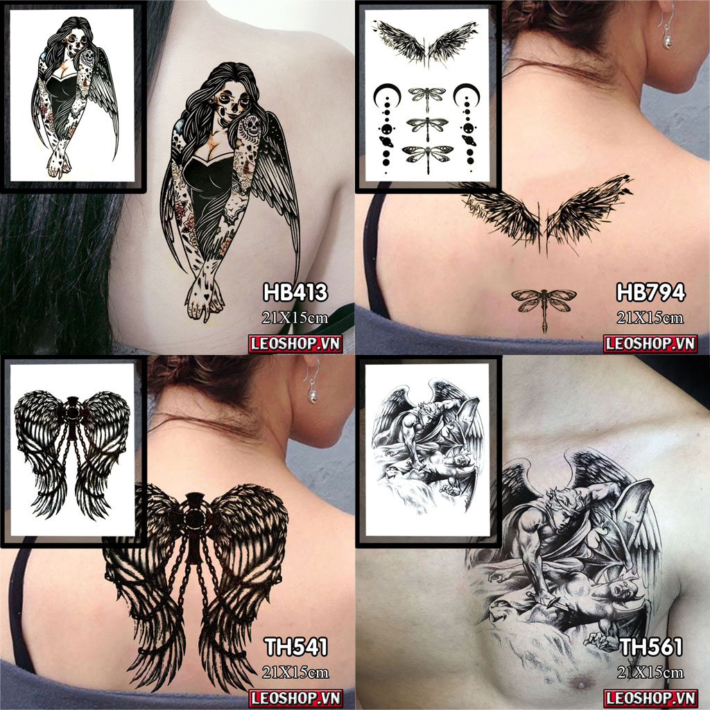 Tattoo stickers Angel, fairy fish types (21x15cm)