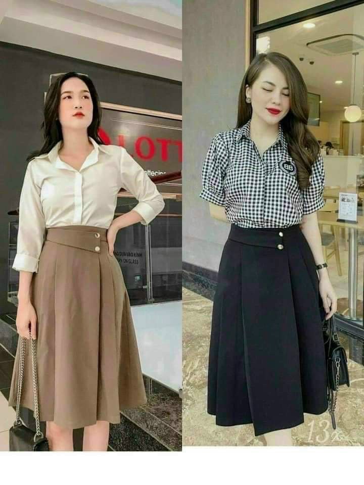 Chân váy xòe dáng công sở