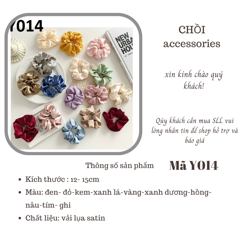 Buộc tóc vải, scrunchies vải lụa satin cao cấp - Y014