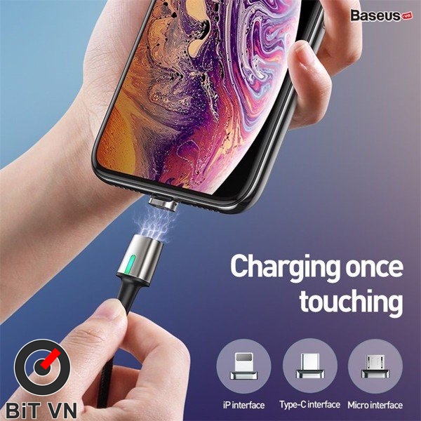 Bộ cáp từ 3 đầu Baseus Zinc Magnetic Series 2 Cable Kit（Lightning/ Type C/ Micro Magnetic Connetor + USB Cable) - BiT VN