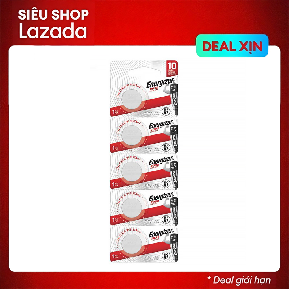 Vỉ 5 viên Energizer E-CR2032 - Pin remote xe, máy đo, nhiều loại thiết bị, Điện áp 3V