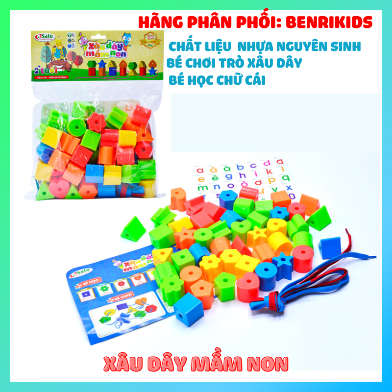 Children toys 48 pieces of early childhood string toys Vietnam safety plastic toy intelligent toys for children learning color block