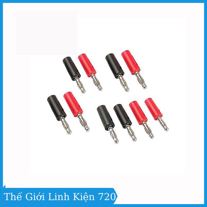 Combo 8 jack nối JS90 và bắp chuối ( 2 JS90 đỏ, 2 JS90 đen, 2 bắp chuối đỏ, 2 bắp chuối đen )