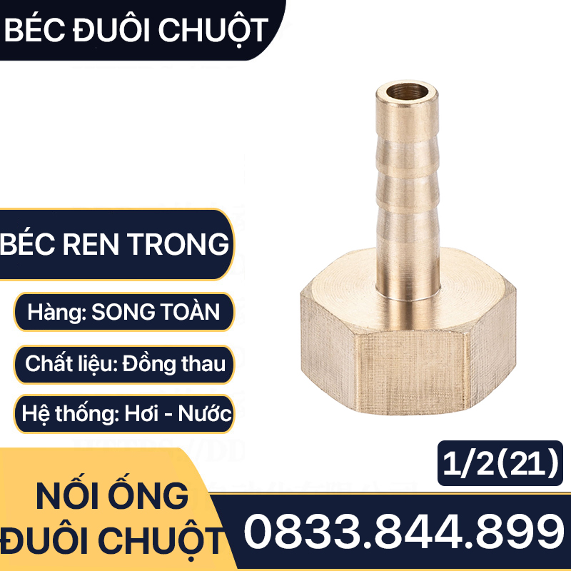 Đầu Nối Ren Trong 21 Đuôi Chuột Cắm Ống Mềm Lòng Trong Đồng Phi 6 8 10 12 14 16 18 20 - Brass Barbed Hose Fitting