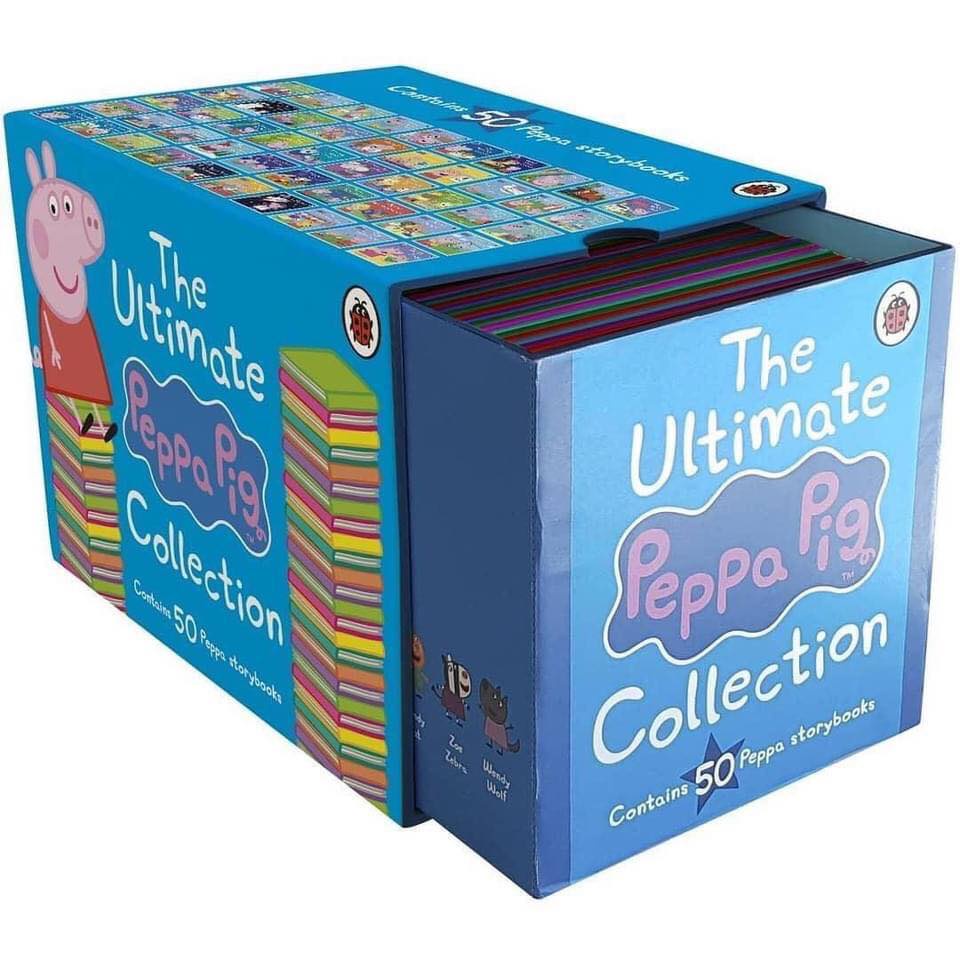 Bộ nhập 50 cuốn - Hộp màu xanh - The Ultimate Peppa Pig Collection - Full Boxet [ Tặng Kèm File Nghe]