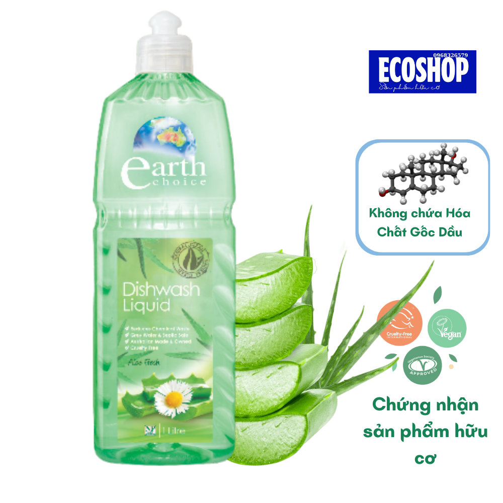 Nước rửa chén bát đậm đặc hữu cơ Earth Choice - 1 Lít - NK Úc