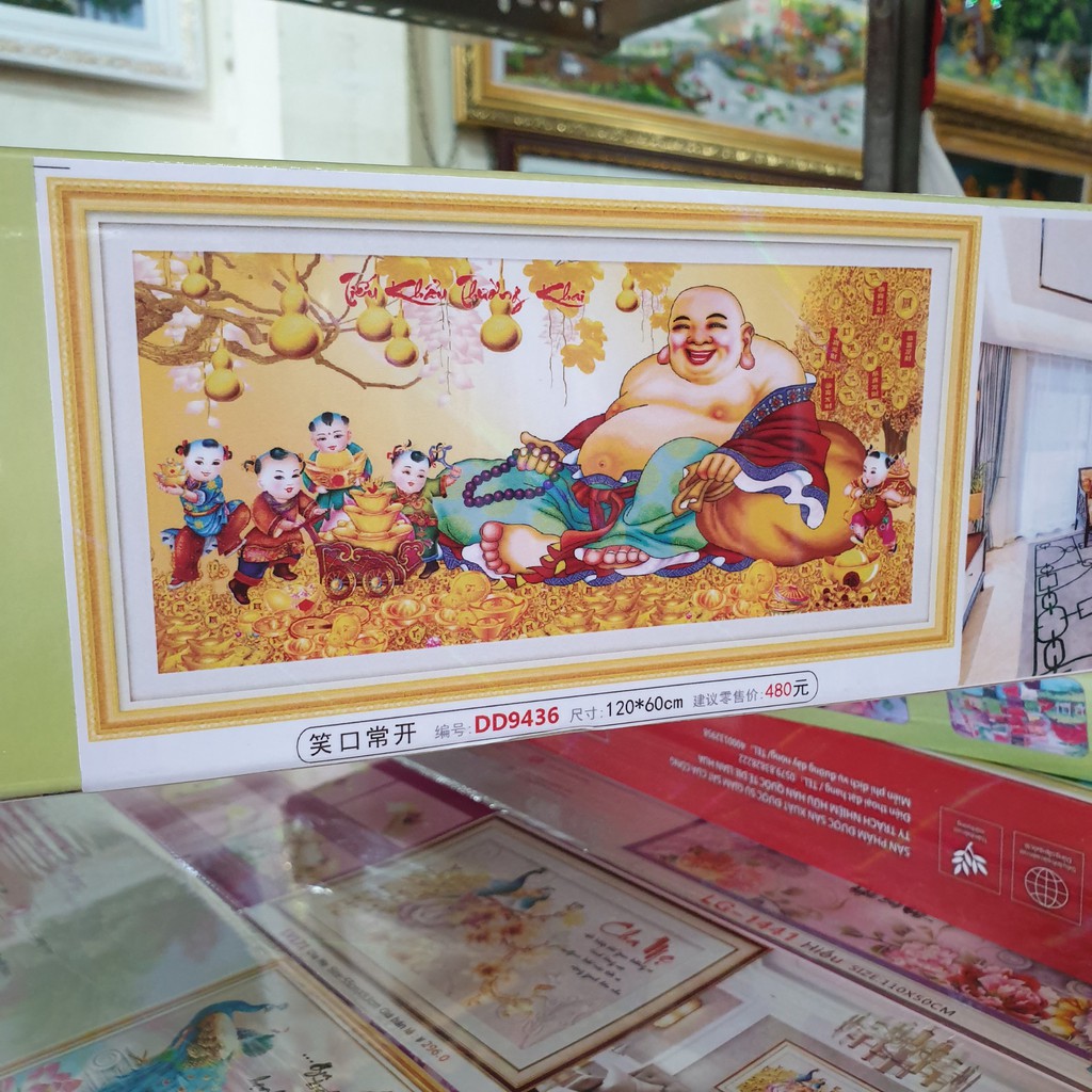 Tranh Đính Đá PHẬT DI LẠC (ĐÁ ABC CAO CẤP). Kích Thước: 1m2 x 60cm