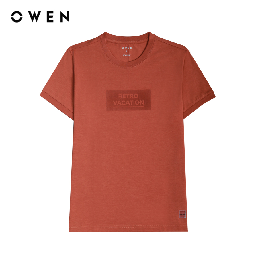 Owen - áo thun nam tshirt body fit tsn231439 màu cam chất liệu cotton modal