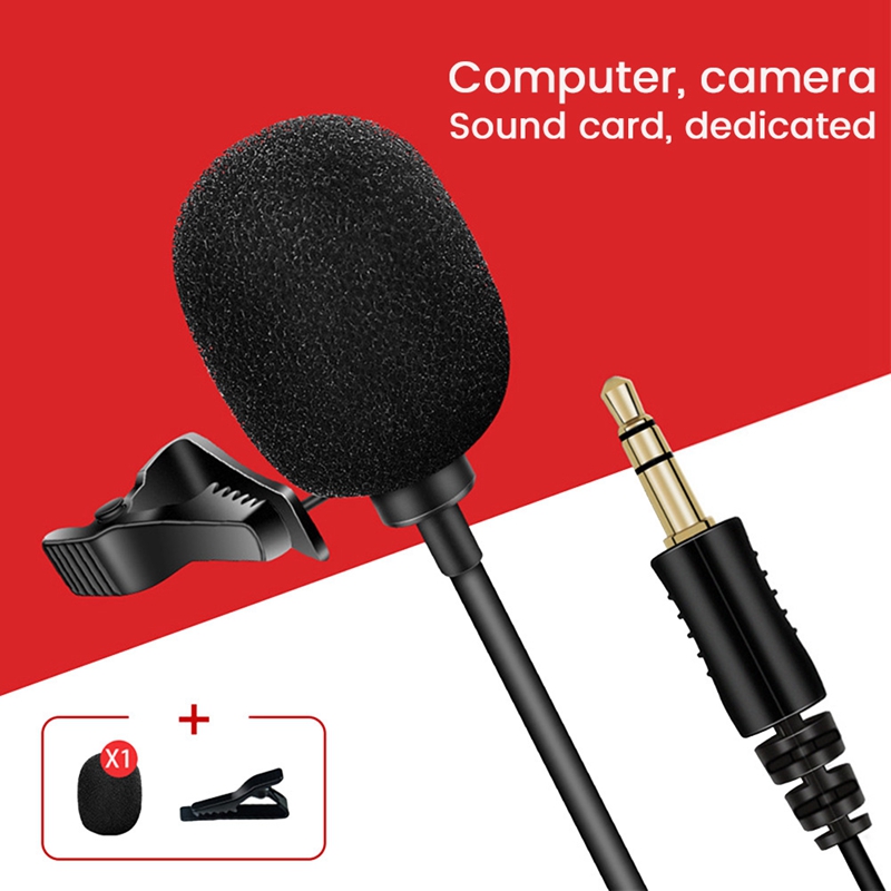 Omnidirectional Microphone 3.5mm Lavalier Tie Clip Microphones Mini Audio Mic for Camera Computer Laptop Phone