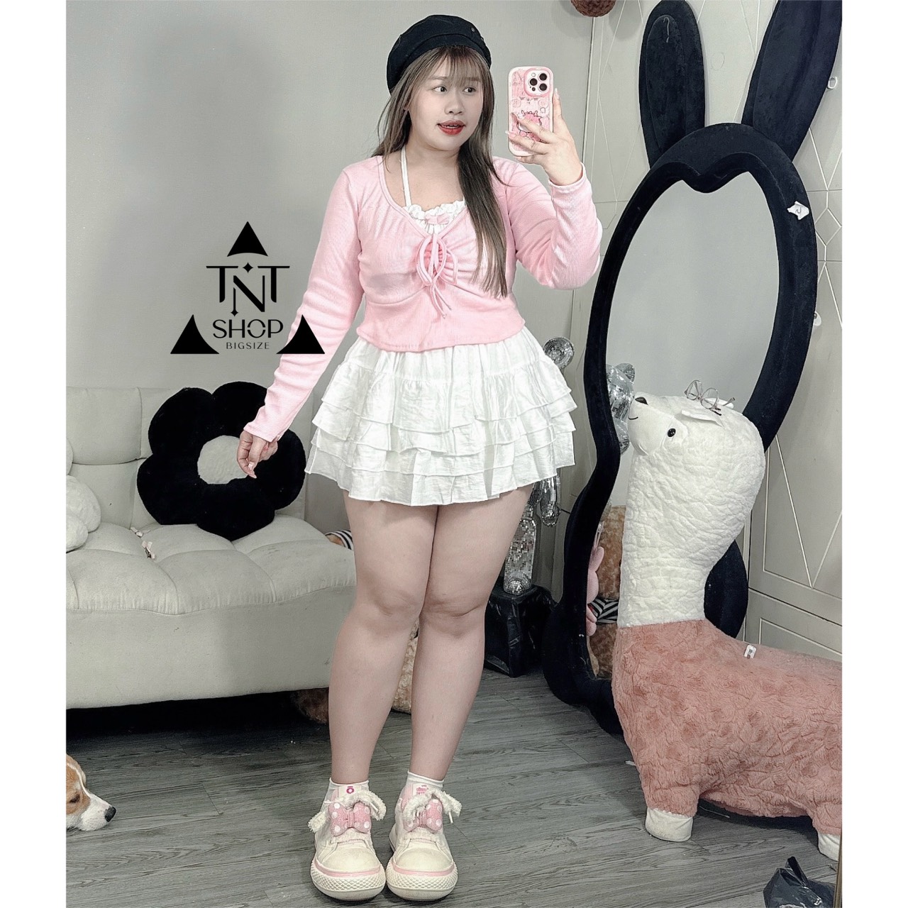 SET ÁO TIỂU THƯ PHỐI YẾM CHÂN VÁY TẦNG [TNT SHOP BIGSIZE 60KG 90KG]