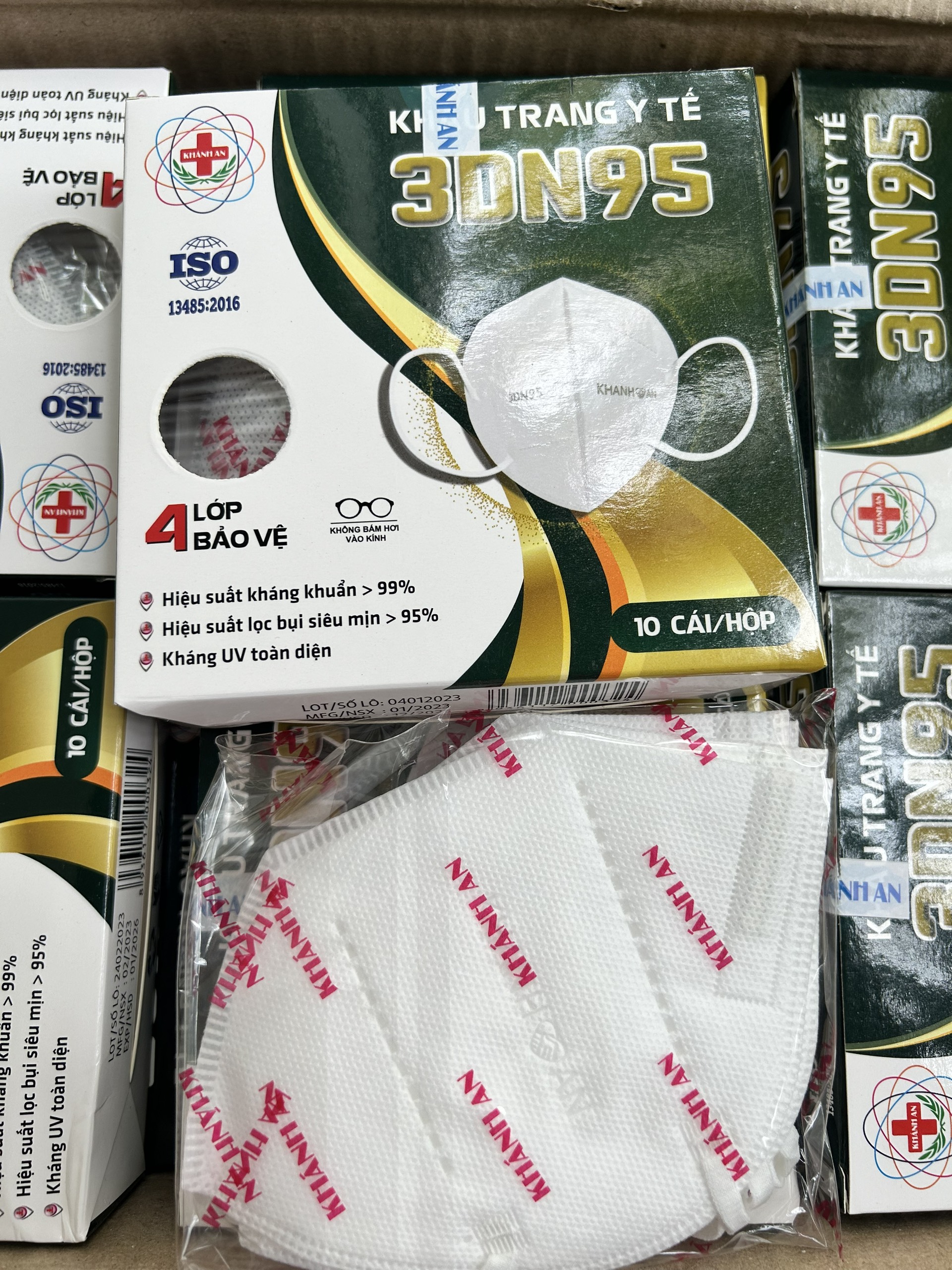 (Hộp 10 cái) Khẩu trang y tế 3D Mask 3DN95 Khánh An kháng khuẩn 99%