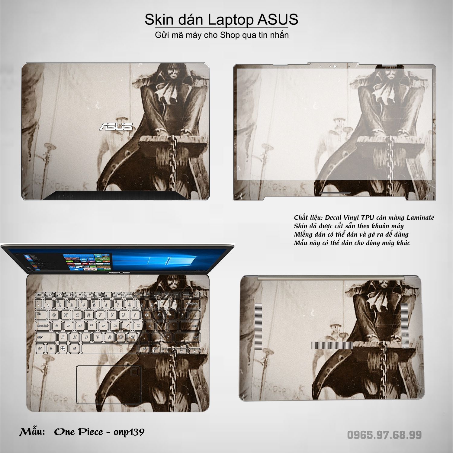 Decal Skin dán Laptop Asus mẫu One Piece