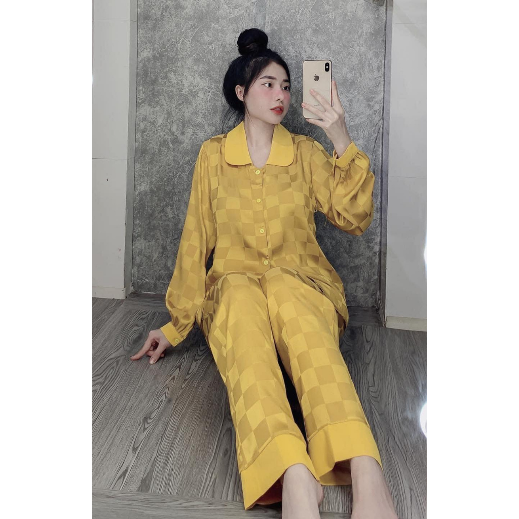 Bộ lụa gấm họa tiêt ô vuông cao cấp