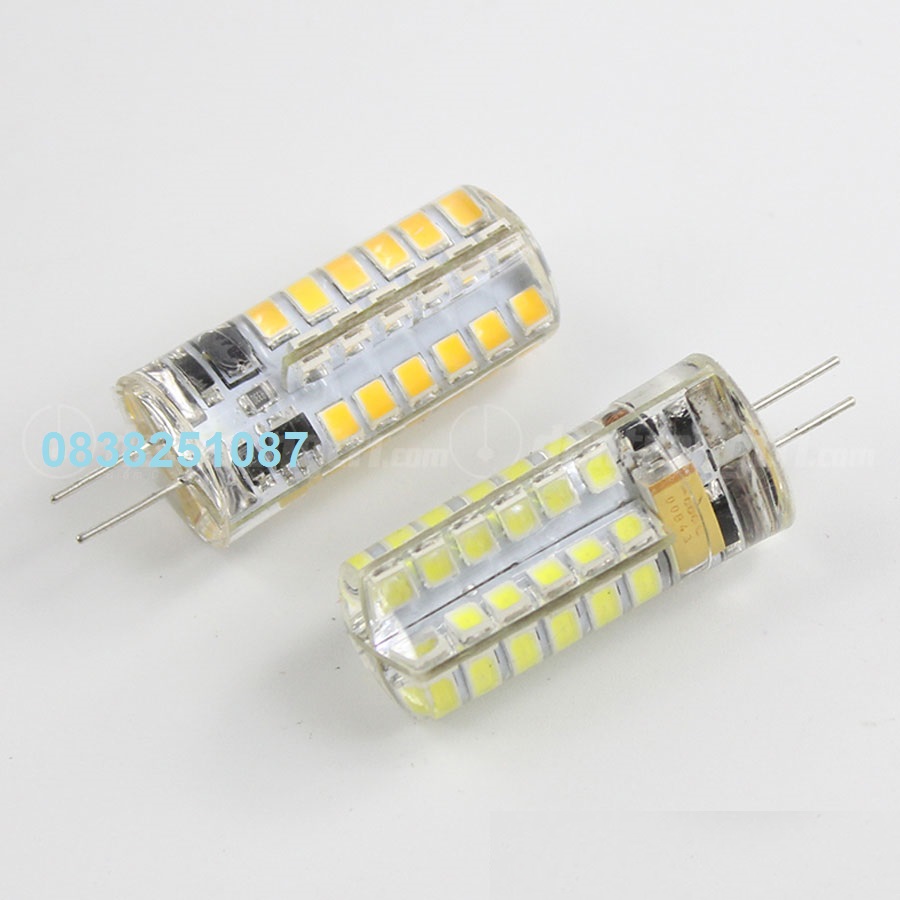 Bộ 2 bóng bắp led bóng trang trí led chân ghim G4, chất liệu vỏ bằng cao su đúc, chống bể, chống va đập