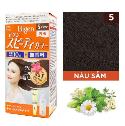 [HCM]NHUỘM TÓC PHỦ BẠC BIGEN NỘI ĐỊA NHẬT (MÀU SỐ 5 - NÂU NGÃ ĐEN) - HÀNG NỘI ĐỊA NHẬT