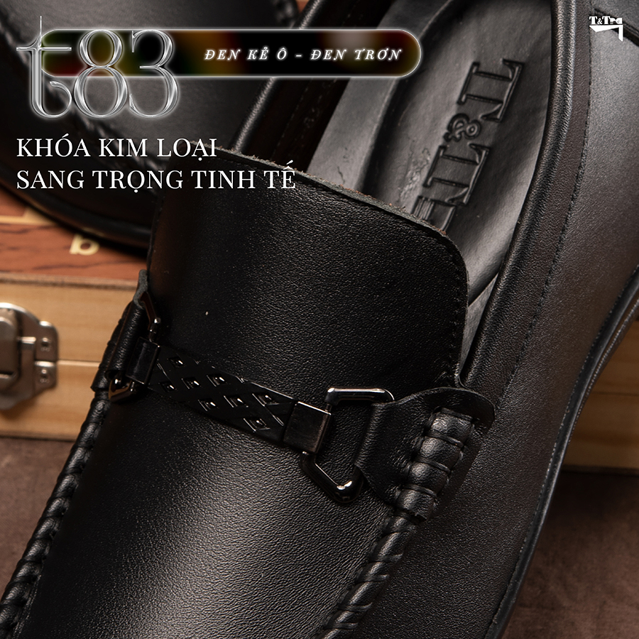 [ 6CM ] Giày Độn Nam T&TRA T83 Đen trơn