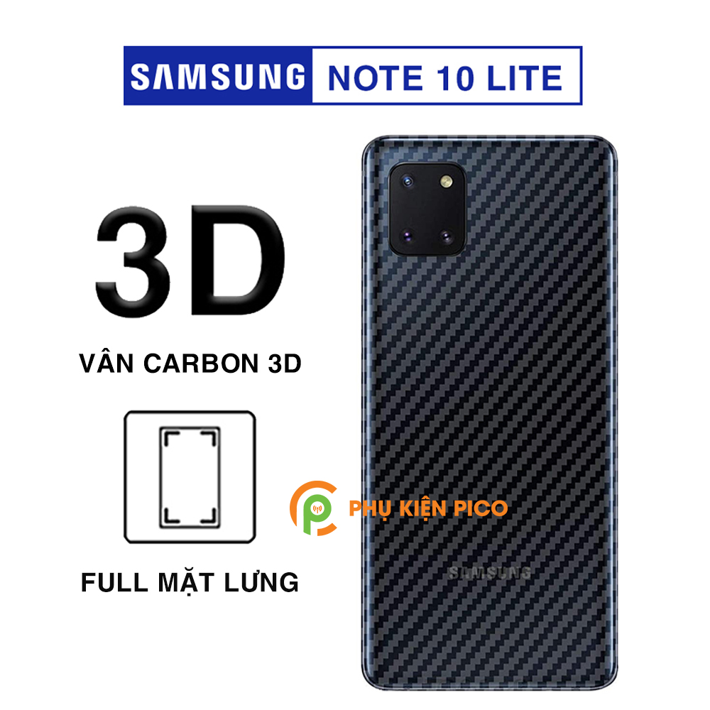 Dán lưng Samsung Note 10 Lite trong suốt nổi vân Carbon 3D tản nhiệt tốt – Dán lưng vân Carbon Samsung Galaxy Note 10 Lite