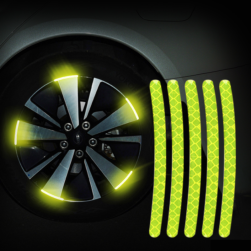 20 Pcs Car Wheels Reflective Stickers Universal Tire Decoration Reflective Strip for Car Motorcycle Bicycle