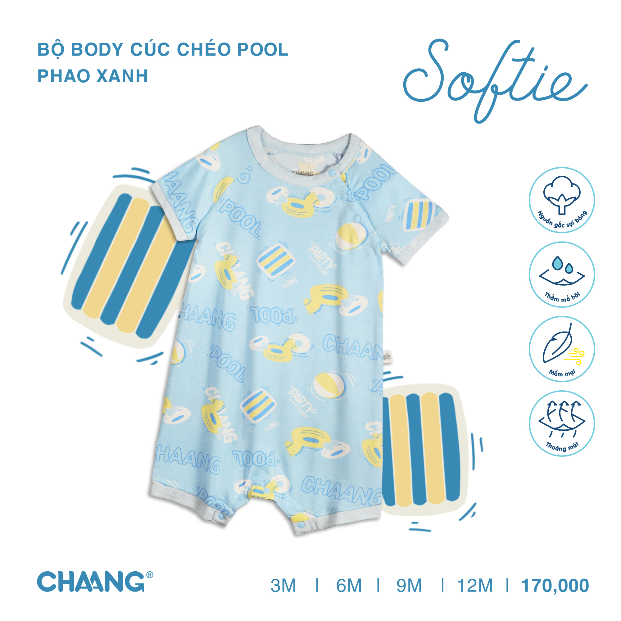 [CHAANG] Bộ body cúc chéo bé trai Pool Chaang