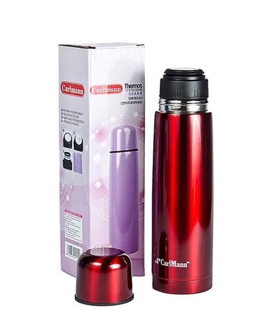Bình giữ nhiệt inox Carlmann 500ml màu đỏ