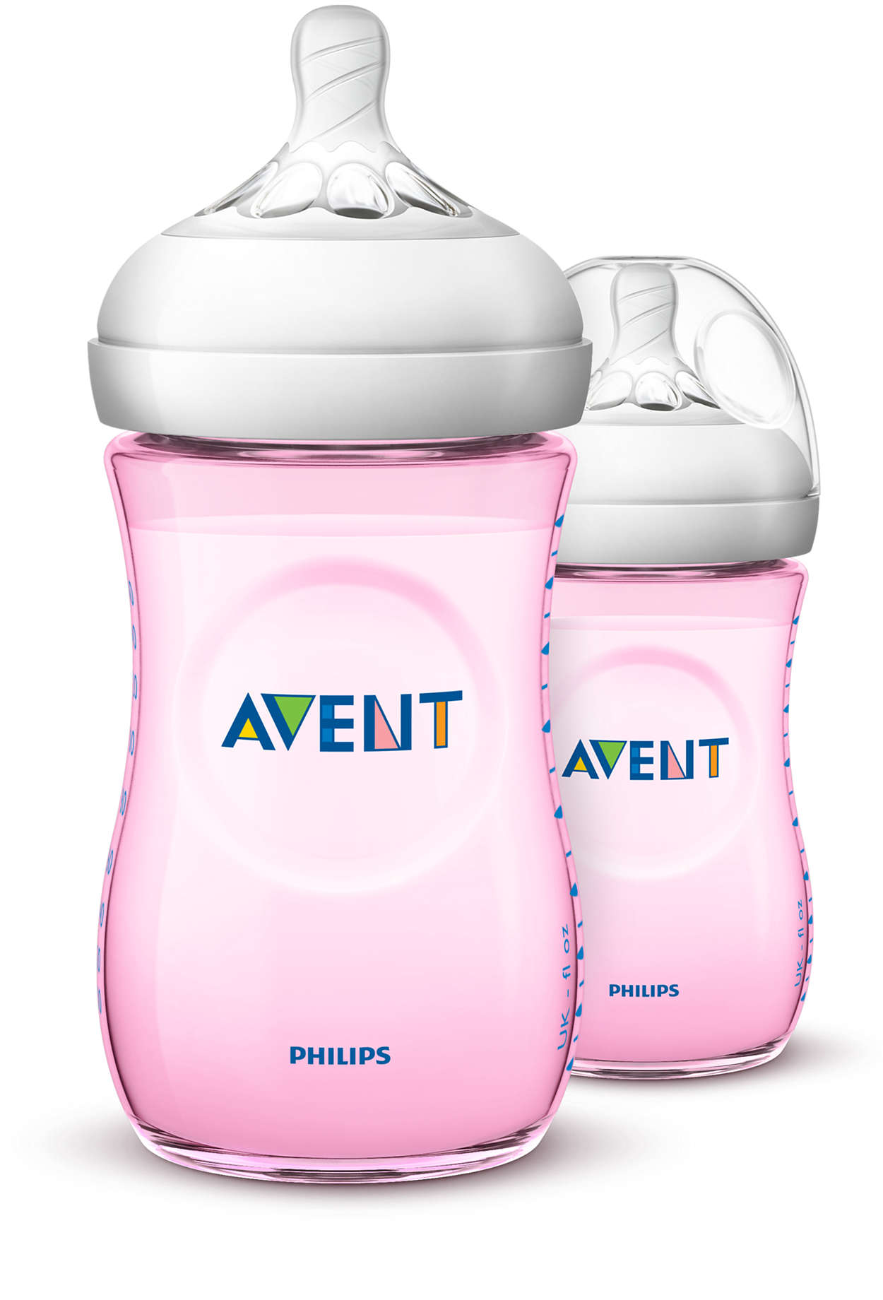 Bình sữa Philips Avent Natural 260ml xanh - hồng chọn núm