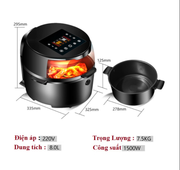 [HCM]Nồi Chiên không dầu loại 8L hiệu Camel