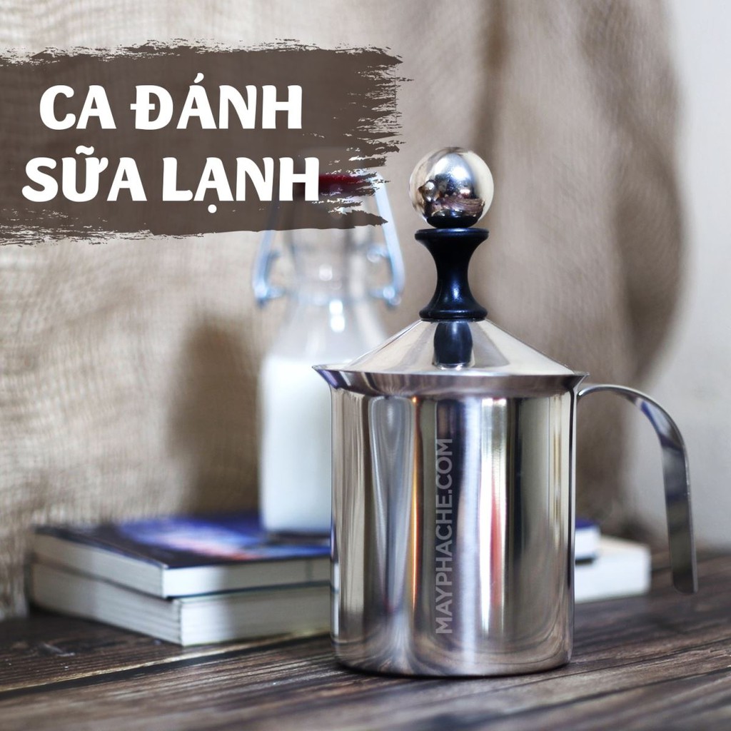 [Sỉ] Ca Đánh Bọt Sữa Lạnh Latte Inox 2 Lớp 400ml - 800ml (Bình Sục Sữa Lạnh Inox Làm Cà Phê Bọt)
