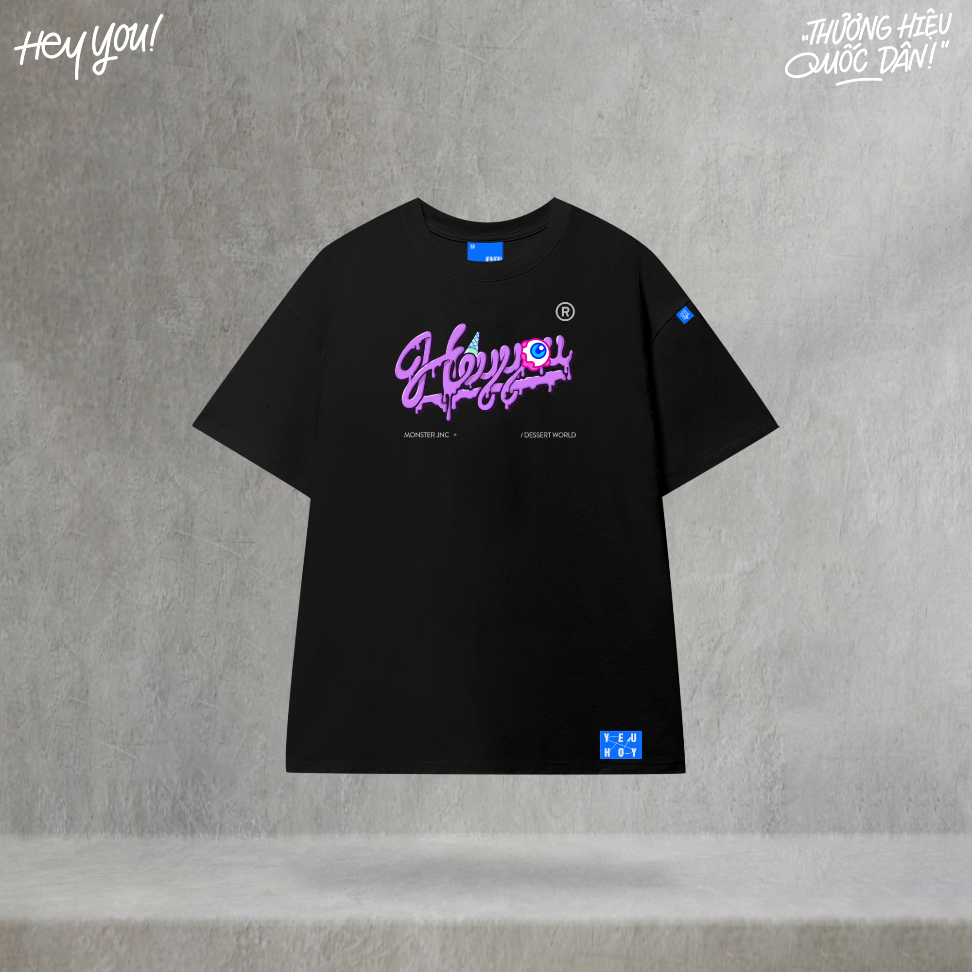 FAMARAL2 GUGOSTAR ÁO THUN HEYYOU CREAM MONSTERS BLACK TEE !