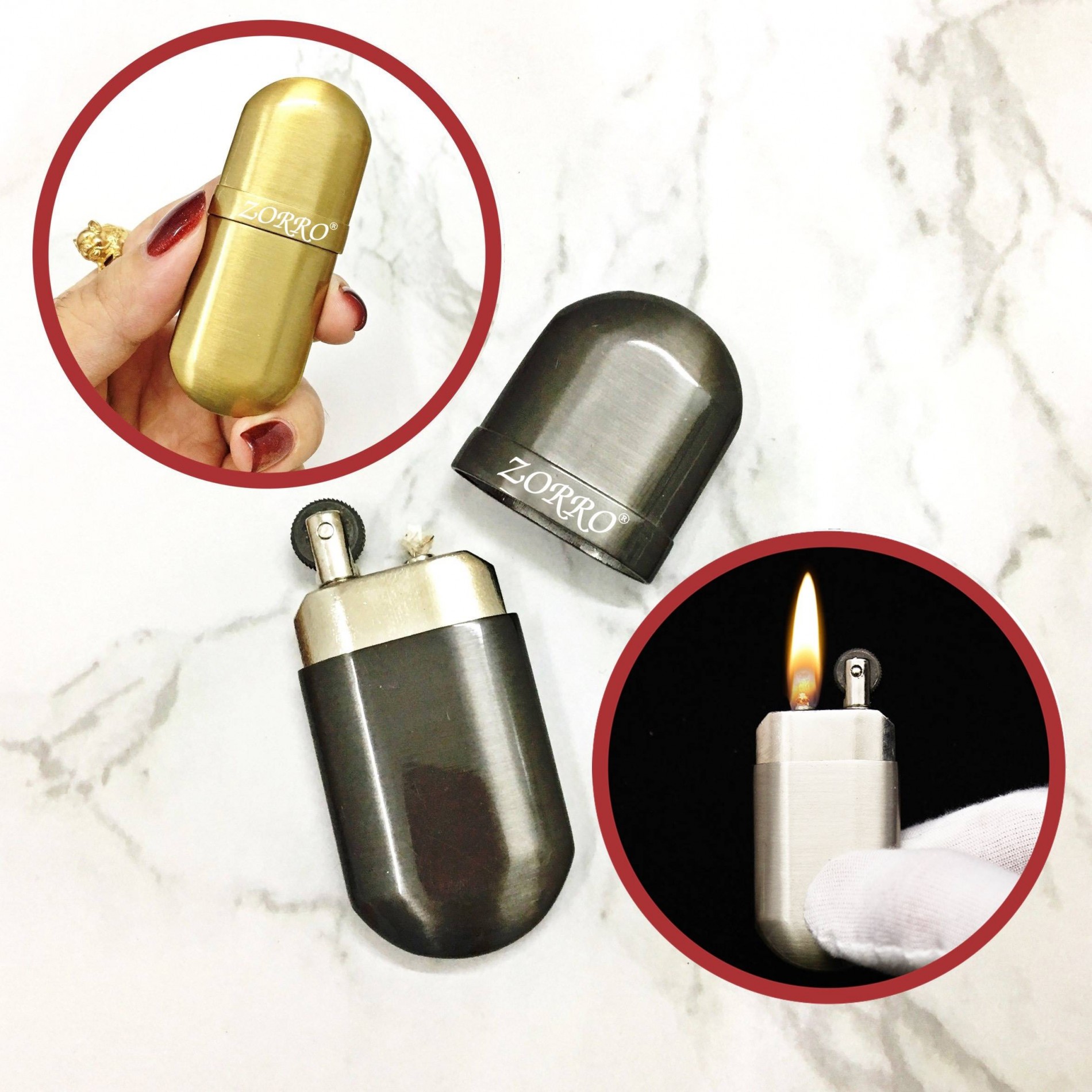bật lửa zô rô 1 bánh xe cổ - xài xăng