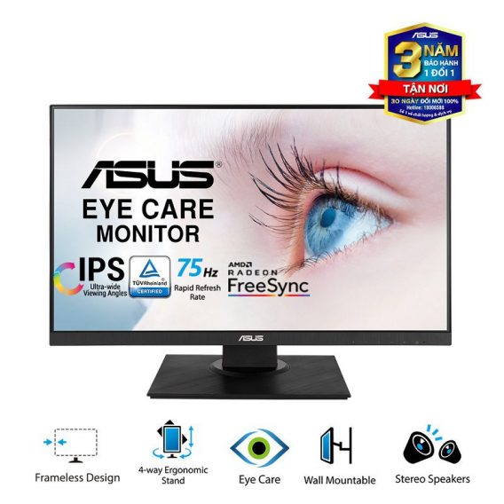 [Trả góp 0%]Màn hình Asus VA24DQLB (23.8inch/FHD/IPS/75Hz/250nits/HDMI+DP+DSub) - Hàng Chính Hãng