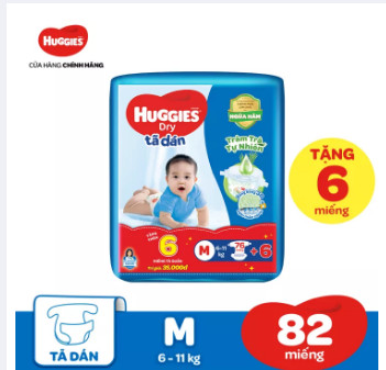 FREESHIP [Tặng 1 gói khăn ướt Huggies] Tã dán Huggies Skin Care Tràm Trà size M76 cộng 6 miếng
