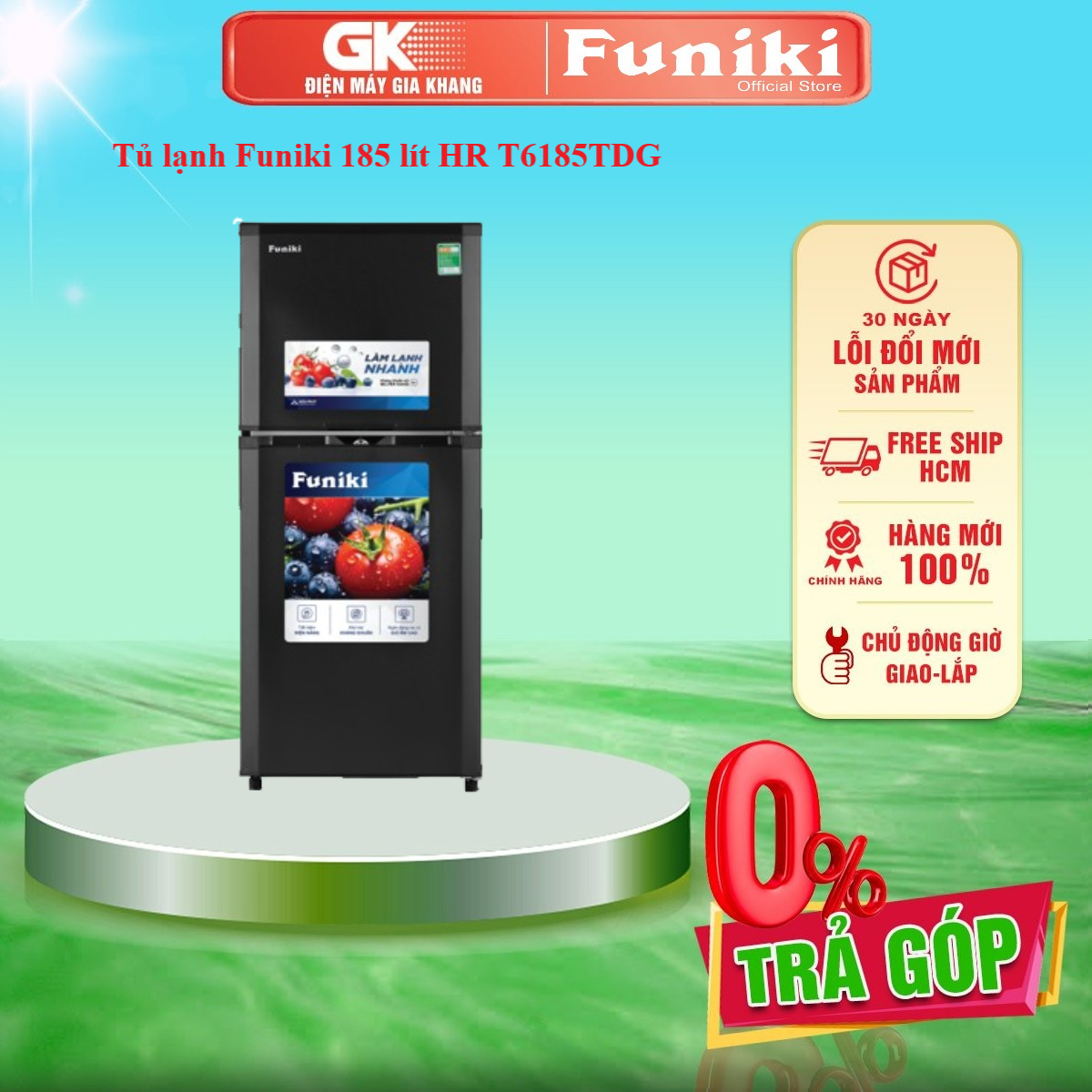 Tủ Lạnh Funiki 185 Lít HR T6185TDG - [HCM] [Trả Góp] - Hệ thống khí lạnh đa chiều Ngăn đá không đóng tuyết - GIAO TOÀN QUỐC - FREESHIP HCM