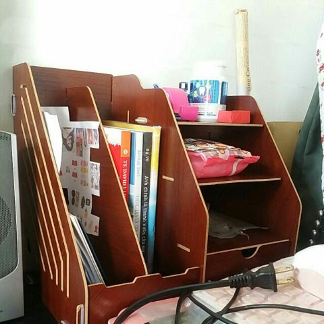 Tủ gỗ đựng đồ văn phòng đồ dùng cá nhân đa năng (nâu)