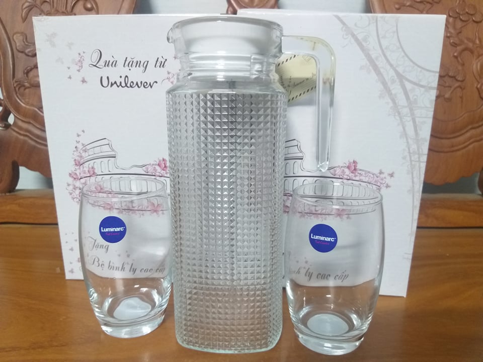 Bộ bình ly thủy tinh 3 món