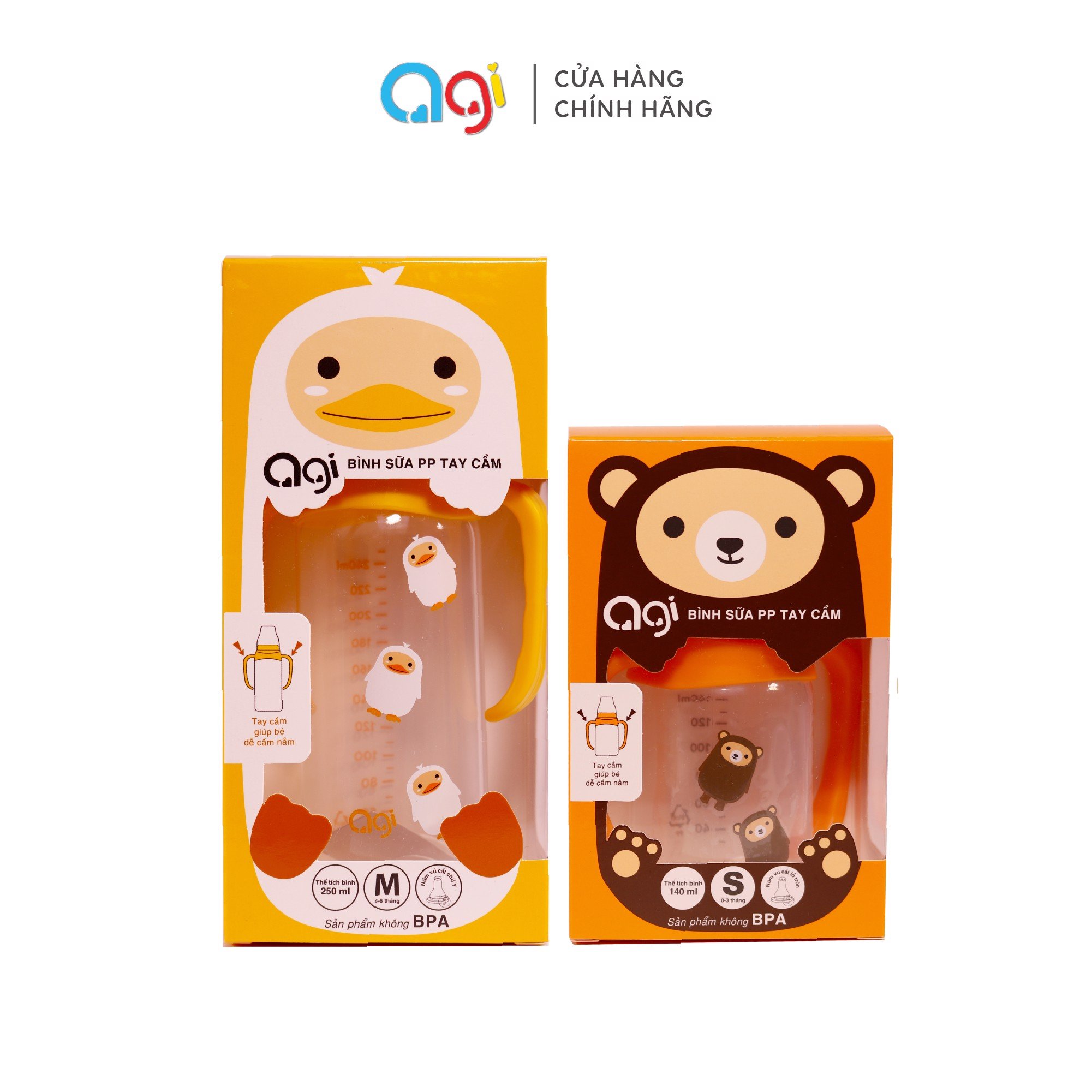 Bình sữa PP Agi có tay cầm