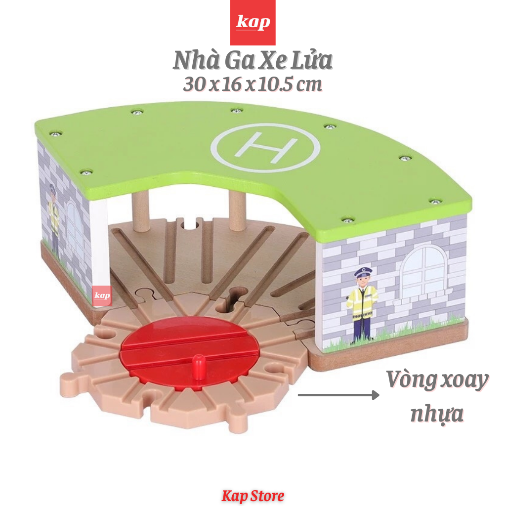 Nhà ga xe lửa, phụ kiện kết nối mô hình đường ray xe lửa gỗ