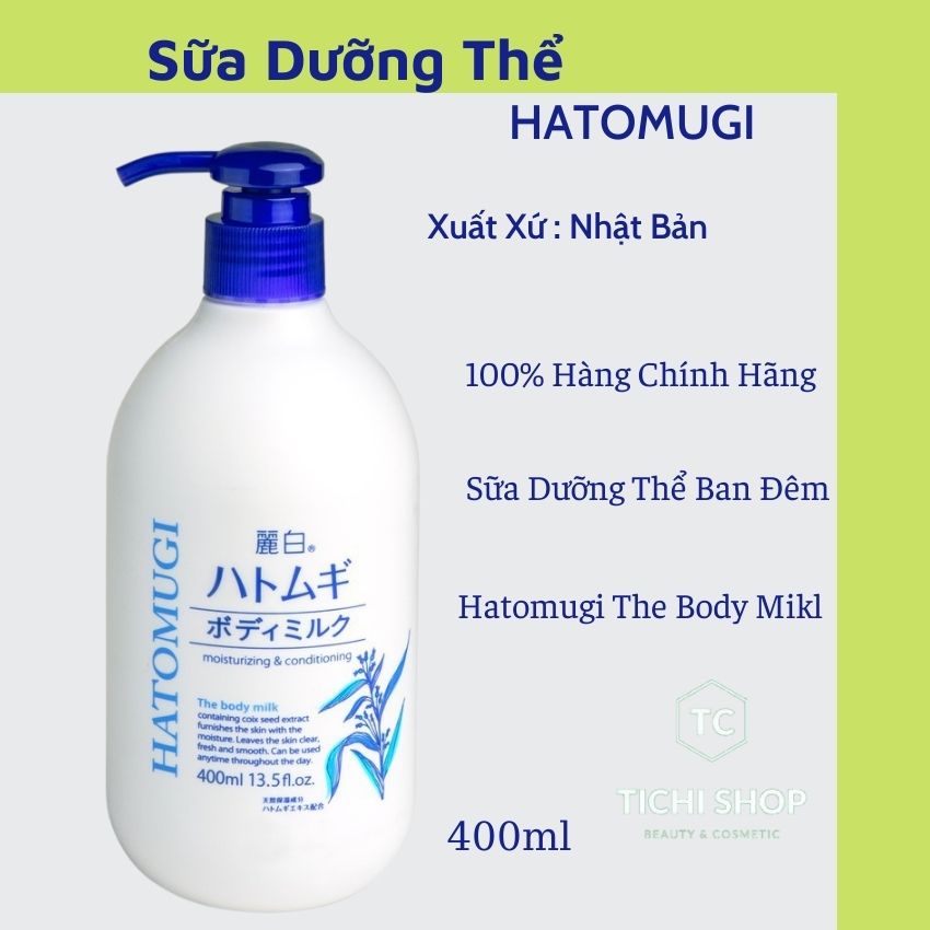 [Freeshi][TICHISHOP]Sữa Dưỡng Thể Trắng Da Ý Dĩ Hatomugi The Body Milk 400ml - Dưỡng ẩm & Dưỡng ẩm hỗ trợ dưỡng trắng toàn thân