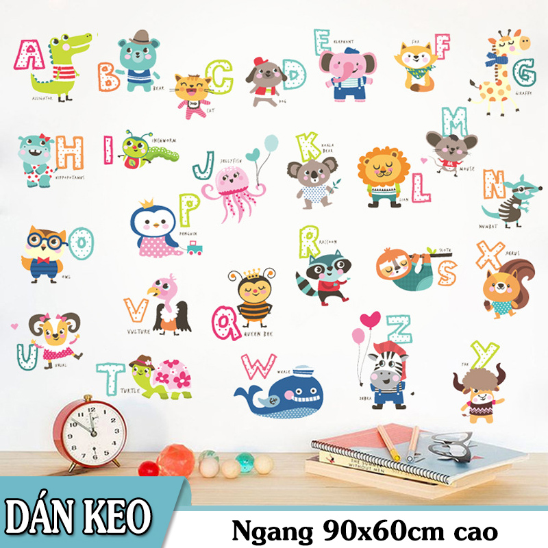 [HCM]Decal trang trí Bảng chữ cái Hình Thú