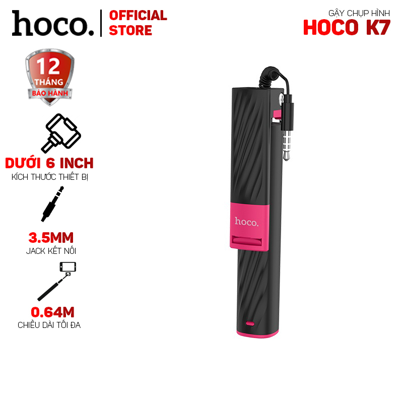 Gậy selfie không bluetooth Hoco K7 jack 3.5mm- dài 0.64m